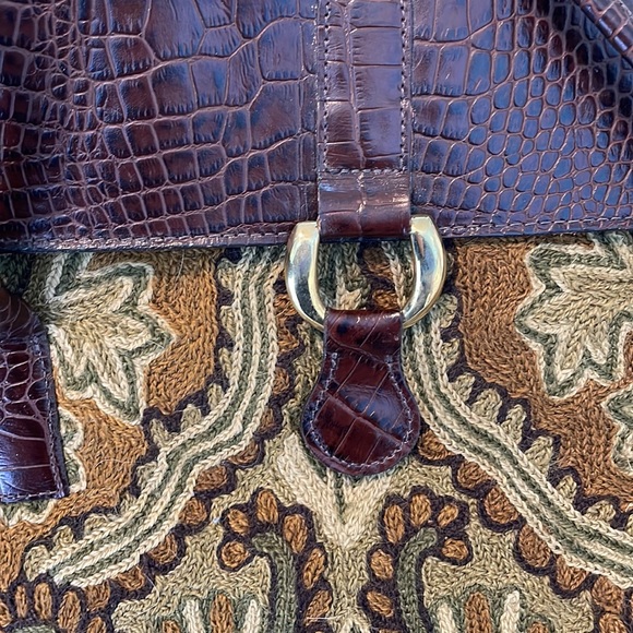 Rare Clever Carriage Company Crewel Embroidered Satchel - Picture 3 of 11